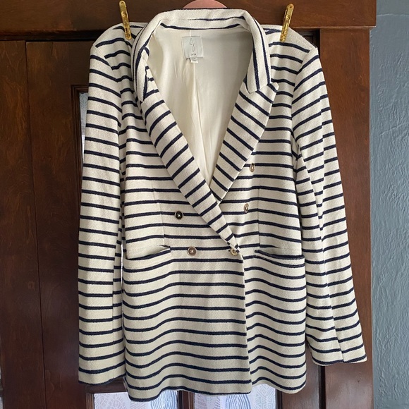 Joie NWOT Nautical Striped Boucle Sweater Knit Oversized Boyfriend Blazer Jacket - Picture 5 of 15